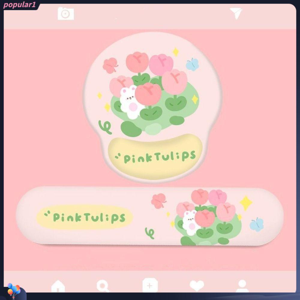 Populer Mouse Pad Soft Tulip Bunny Gel Keyboard Wrist Rest Untuk Mengetik Dan Pereda Nyeri