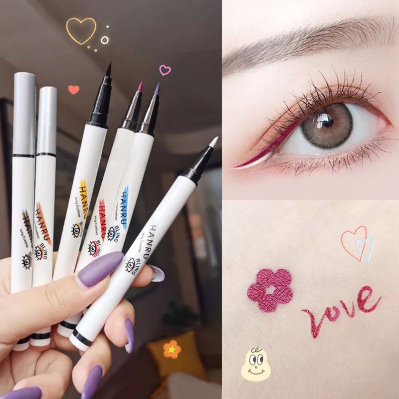 Handaiyan Liquid Eyeliner Pen Waterproof Pensil Mudah Dipakai Warna Warni Putih Merah Biru Ungu Cokl