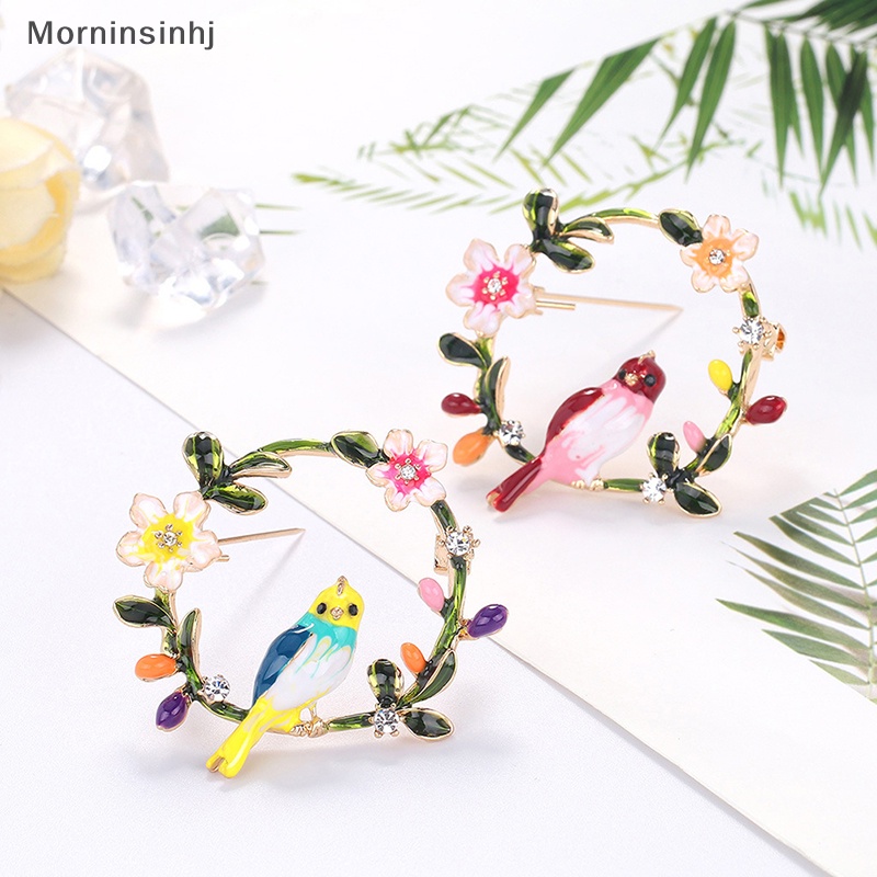 Mornin Fashion Hewan Burung Bros Enamel Bunga Kerah pin Dan Bros Gesper id