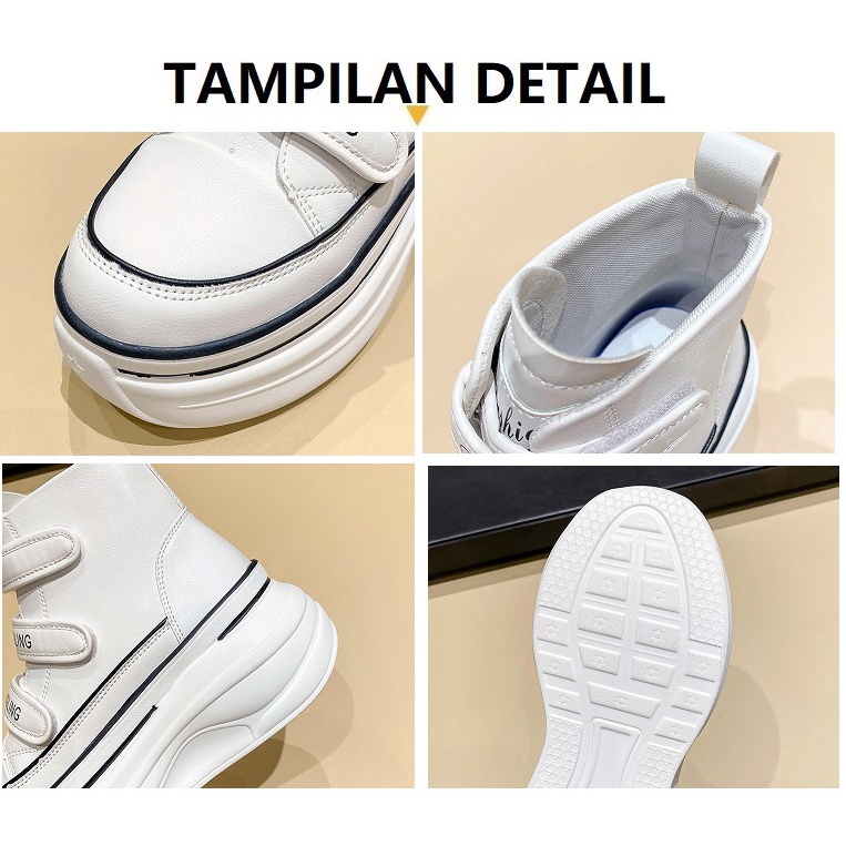GRATIS BOX HS - 0296 Sepatu Sneakers Tinggi Fashion Wanita Trendy Korean Shoes Casual Style Import