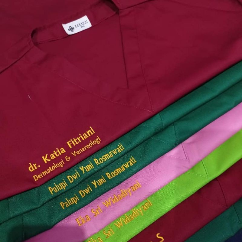 Bordir Bordir nama seragam OK / bordir nama seragam kerja / bordir scrubsbisa pesan satuan