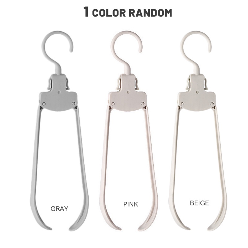 Warna Acak Gantungan Travel Lipat Portabel Hemat Ruang Rak Pakaian Plastik Non-Slip Multi Fungsi Alat Penyimpanan Kreatif