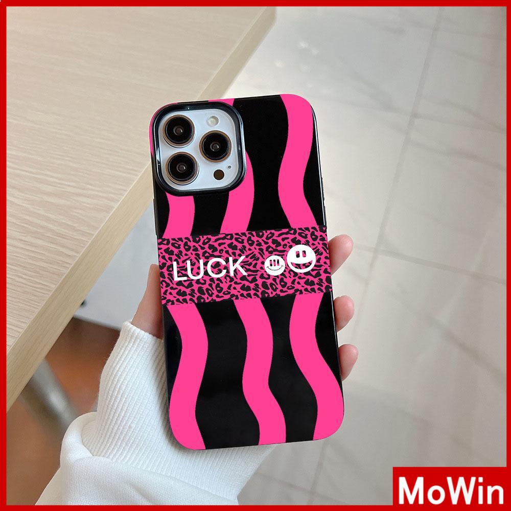 Case iPhone 14 Pro max iPhone Case Hitam Glossy TPU Soft Shell Tahan Guncangan Perlindungan Kamera Sederhana Garis Merah Muda Kompatibel dengan iPhone 13 Pro max 12 Pro Max 11 xr xs max 7Plus 8Plus