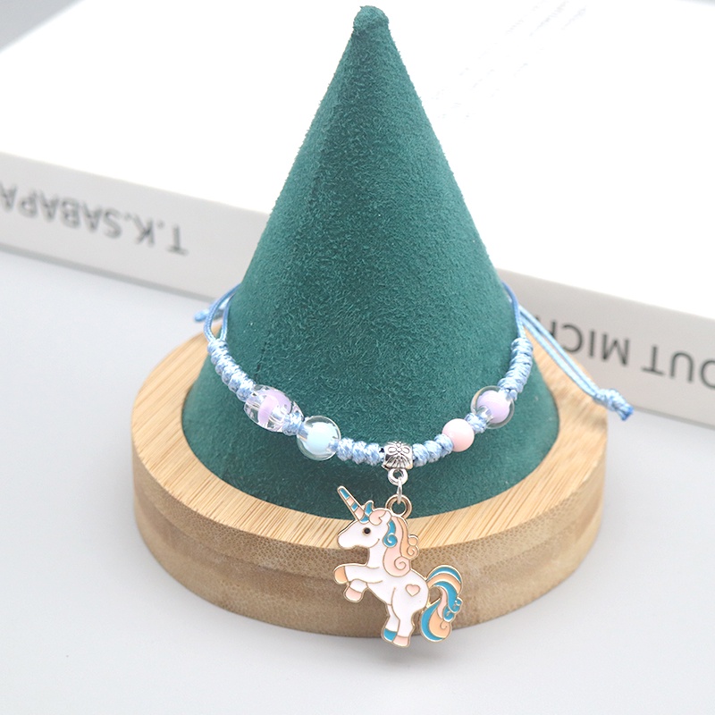 1 Pcs Gadis Dikepang Tali Gelang Unicorn Pony Liontin Wanita Gelang Kerajinan Hadiah Ulang Tahun Aksesoris Fashion.