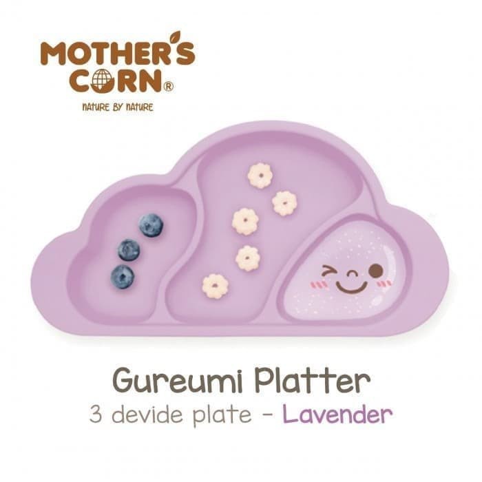 Mother's Corn Mothercorn Gureumi Suction Plate 3 Divided Piring Purple