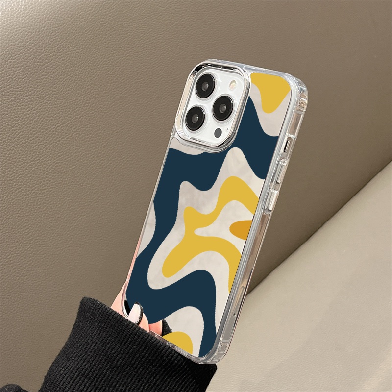 IPHONE Art Lukisan Cermin Ponsel Case Kompatibel Untuk Iphone11 12 13 14 12Pro 13Pro 14Pro Pro Max XR X XS Max Electroplating Tombol Perlindungan Mirror Cover
