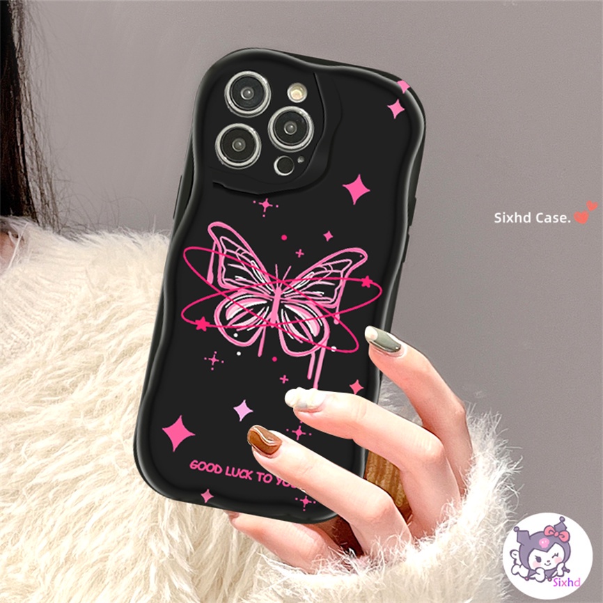 Redmi 12 12C 10C 9T 9C Note 12s 12 11 12s 11s 10s 9s 10Pro Redmi A2 A1 10 11A 10A 9A Xiaomi 11 Lite 12 Lite Poco X3Pro Ins Purple Butterfly 3D Curved Edge Wave Glossy Phone Case Lembut