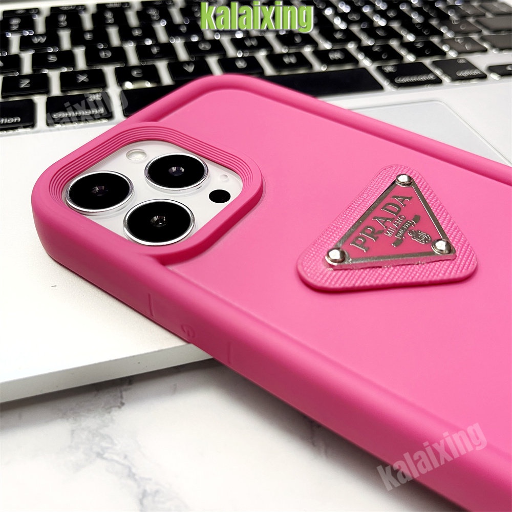 IPHONE Casing Ponsel 3D Prada Bahan Silikon Warna Solid Untuk Iphone14 13 12 11 Pro Max14 Plus 13Pro X Xs Max Xr Soft Casing