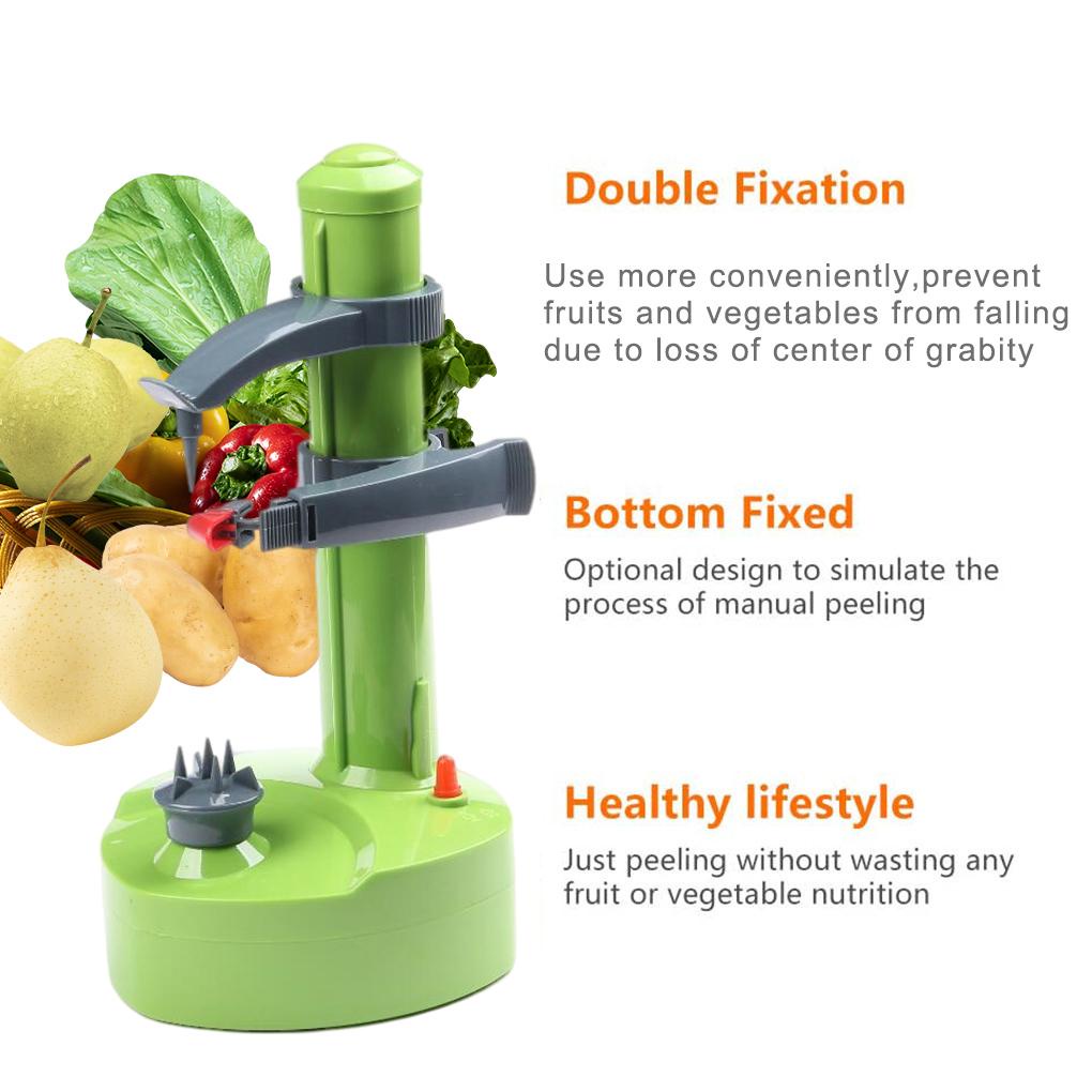 Eu Plug Pengupas Buah Elektrik Pir Dapur Meja Mengelupas Otomatis Kentang Timun Wortel Peeler Zester Baterai Dioperasikan
