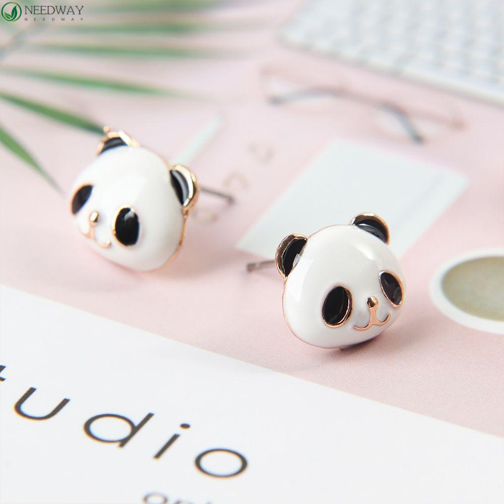 NEEDWAY Anting Untuk Wanita Bentuk Panda Perhiasan Alloy Anting Pengantin