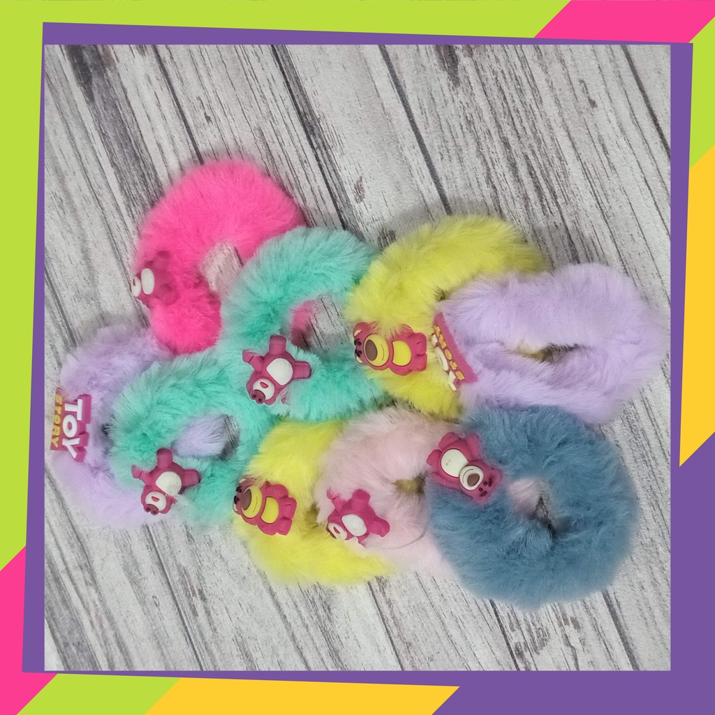 5103 / Ikat rambut bulu halus import sanrio elastis / scrunchie rambut bulu halus korea [ isi 6Pcs &amp; 3Pcs ]