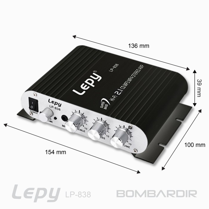 MUST HAVE LEPY LP-838 MINI STEREO AMPLIFIER SUBWOOFER (BLACK) TERLARIS