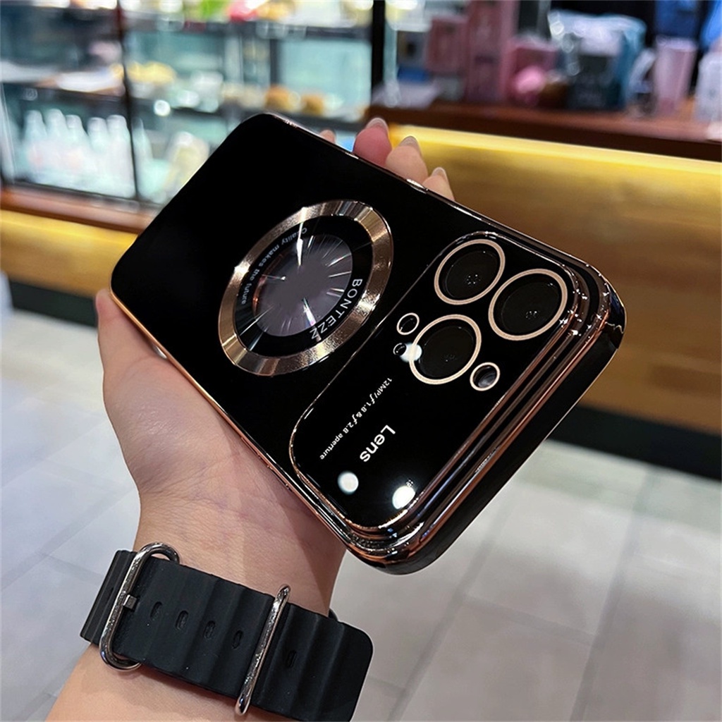 Cincin Magnetik Logam case iPhone 14 Pro Max14 plus case Iphone12 13 Pro Max Dengan Kamera Perlindungan Lensa TPU shock protection electroplating Cakupan Penuh soft case