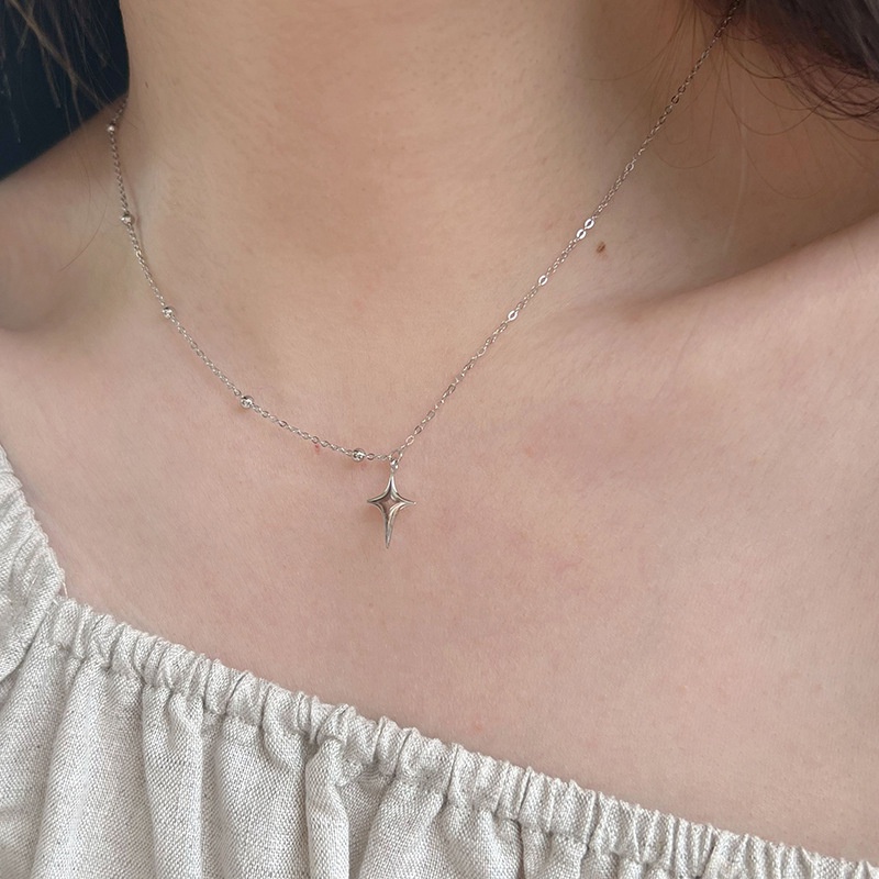 Elegant Cross Asterism Pendant Necklace/ Personality Asymmetry Alloy Clavicle Necklace/ Fashion Silver Splice Smooth Choker Jewelry