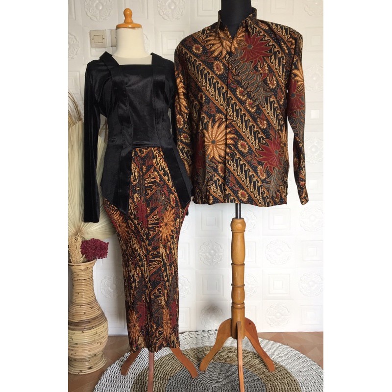 Rok plisket batik jokowi merah / kemeja batik / couple / sarimbit