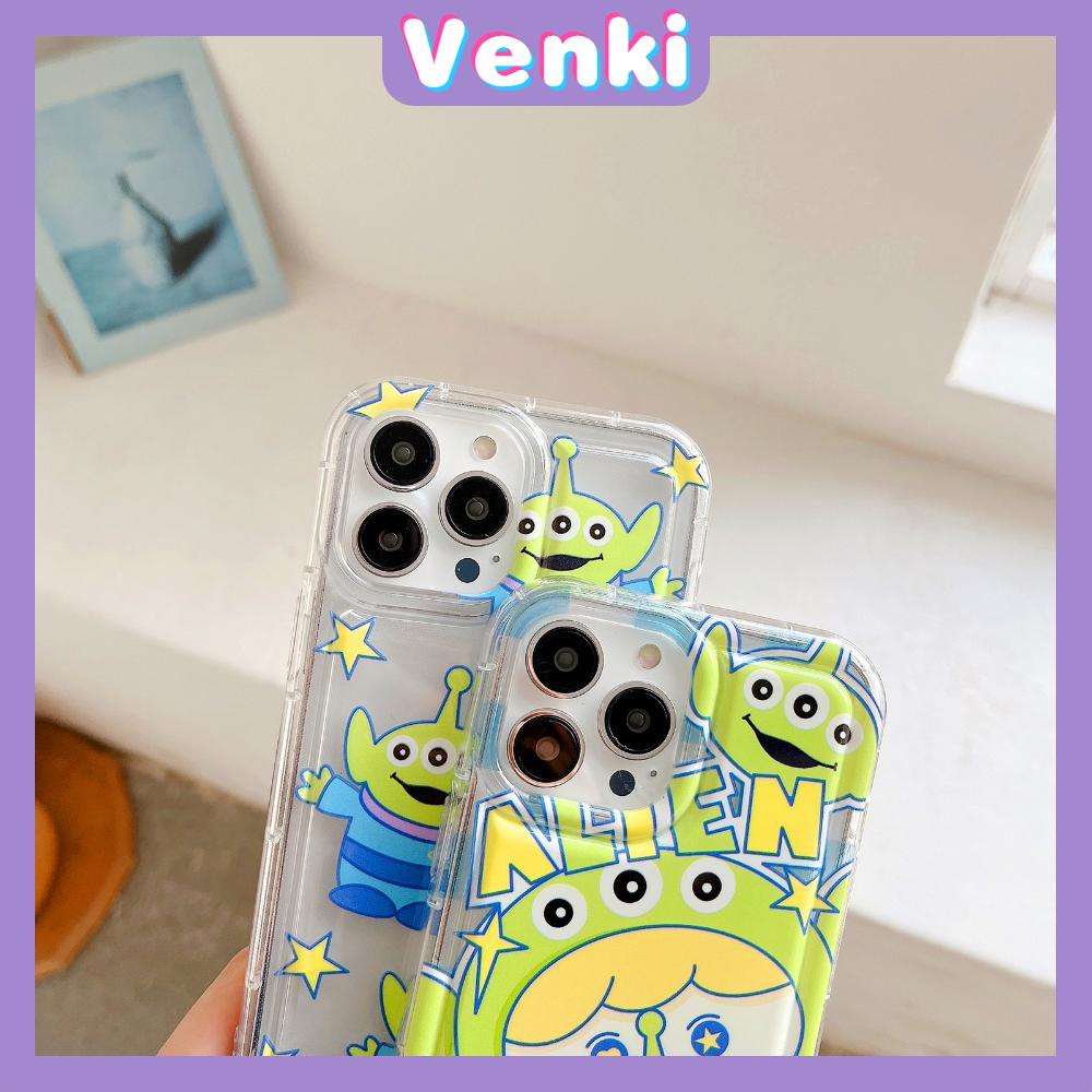 VENKI - Untuk iPhone 11 Case Bening Phone Case TPU Soft Airbag Shockproof Protection Camera Lucu Kartun Hijau Boneka Kompatibel dengan iPhone 14 13 Pro Max iPhone 12 Pro Max XR XS 7 8