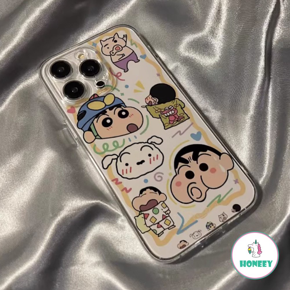 Anime Cute Crayon Shin-chan Soft Clear Case Untuk iPhone 14 Pro 13 12 11 Pro Max XR XS X8 7 Plus Silikon Shockproof Cover Shell