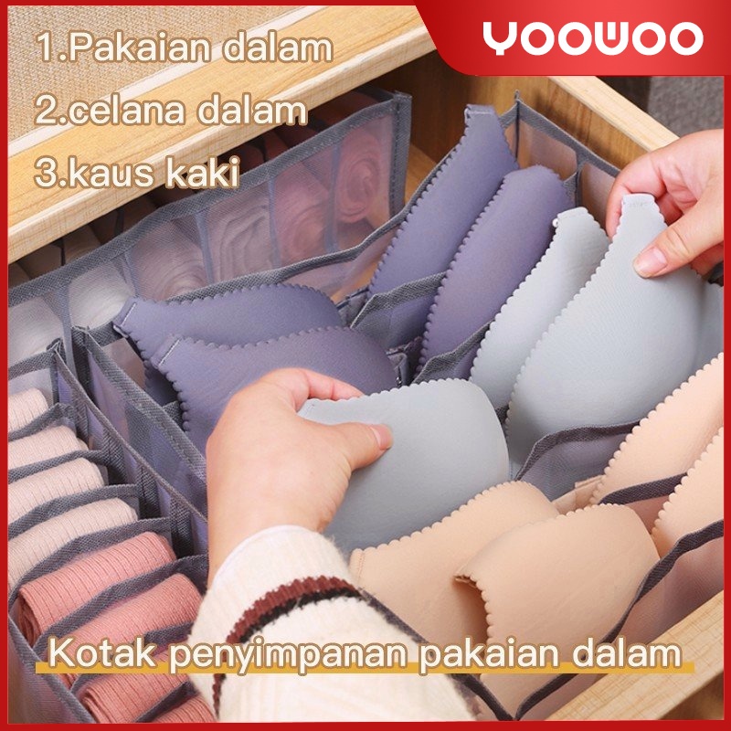 Tempat Penyimpanan 3in1 Underwear Mesh Storage Box Kotak penyimpanan kaus kaki