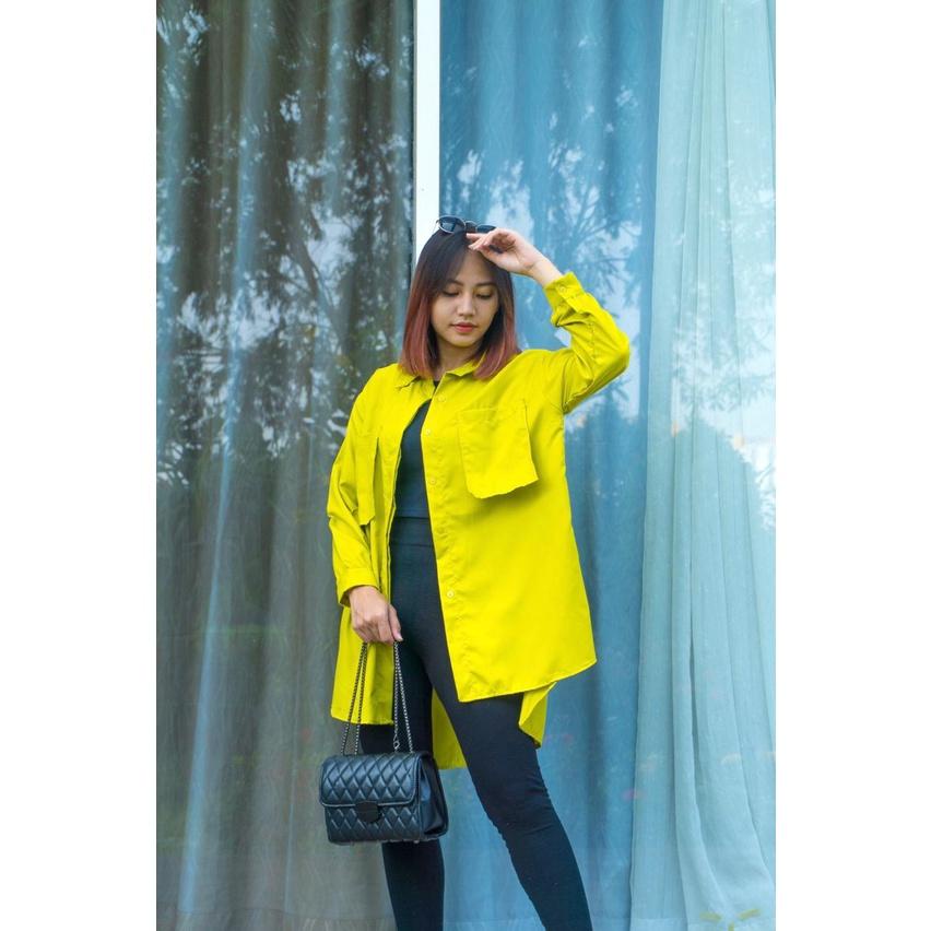 KEMEJA WANITA POCKET OVERSIZE ZS 1003 Korean XXL Shirt Kemeja LENDERS  Blouse CEWEK KANTONG LENGAN PANJANG