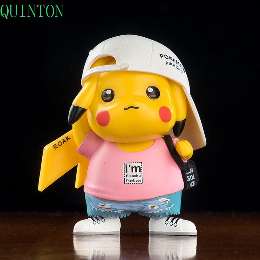 QUINTON Pokemon Figure Model Hadiah Dekorasi Mobil 8cm Cosplay Pikachu PVC Denim Baju Pikachu