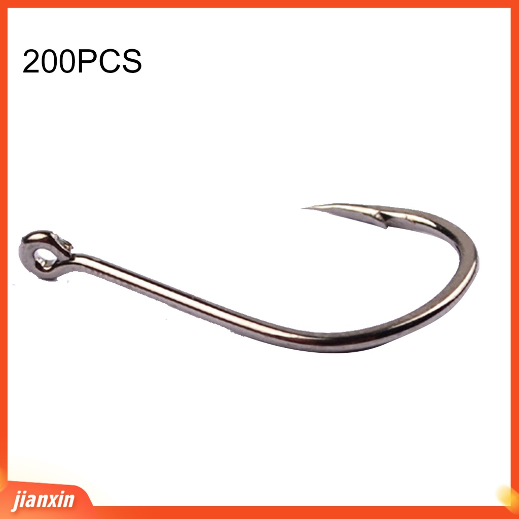 (In Stock) 200Pcs Baja Karbon Kuat Tajam Single Fish Fishing Hooks Bait Tackle Tool