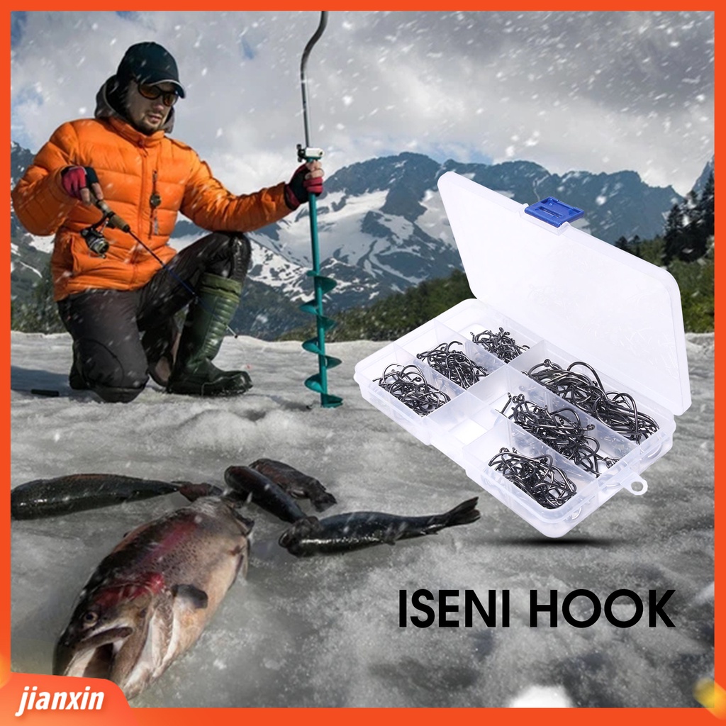 (In Stock) 160Pcs Didedikasikan Memancing J Hook Kekuatan Tinggi Mudah Digunakan Reusable Tahan Lama Fishing Hook Untuk Outdoor