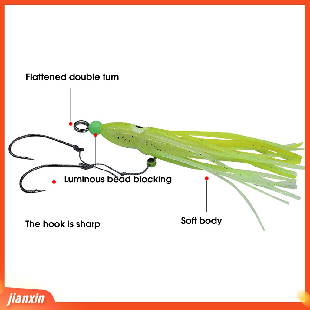 (In Stock) 16cm/8g Silikon Umpan Cumi Tajam Hidup Berenang Kait Ganda Rok Gurita Umpan Alat Pancing