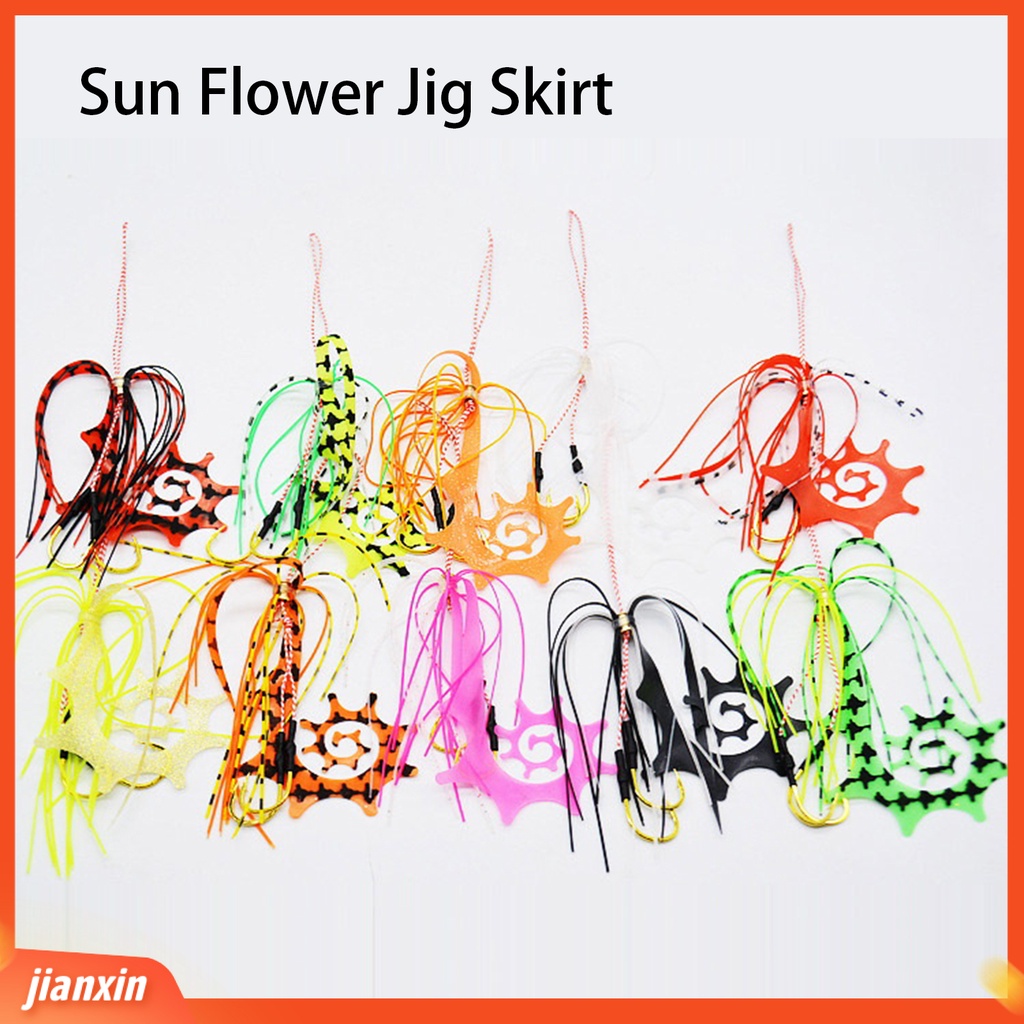 (In Stock) Umpan Rok Pancing Lembut Realistis Dapat Digunakan Kembali Warna-Warni Dengan Kait Menarik Ikan Artificial Sun Flower Jig Skirt Aksesoris Memancing