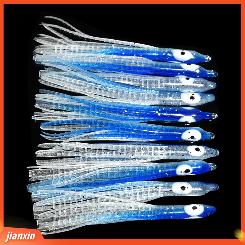 (In Stock) 10 Pcs 7 cm Umpan Pancing Realistis Fisheye Luminous Simulasi Menggoda Angling Lembut Jarum Karet Bercahaya Gurita Umpan Memancing Luar Ruangan