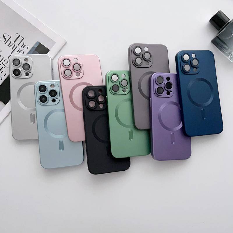 IPHONE Magsafe Wireless Charging Phone Case Untuk iPhone12 11 Pro MAX 11Pro 12Pro Lembut Magnetik Matte Bumper Perlindungan Lensa Tpu Cover Phone Case Untuk iPhone12 iPhone11