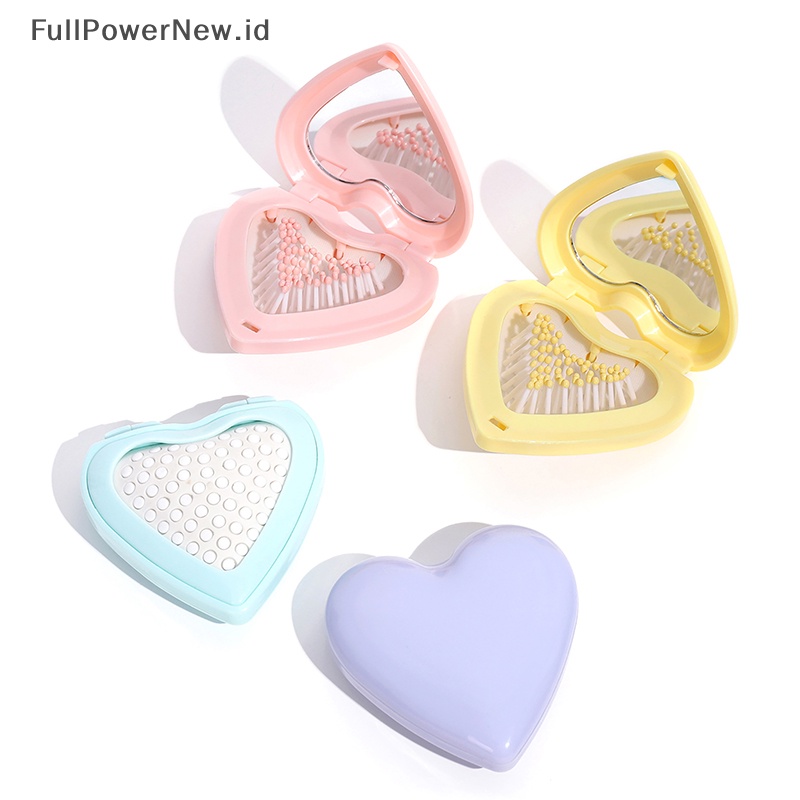Power Mini Portable Lipat Compact Heart Pocket Sikat Rambut Cermin Styling Aksesoris ID