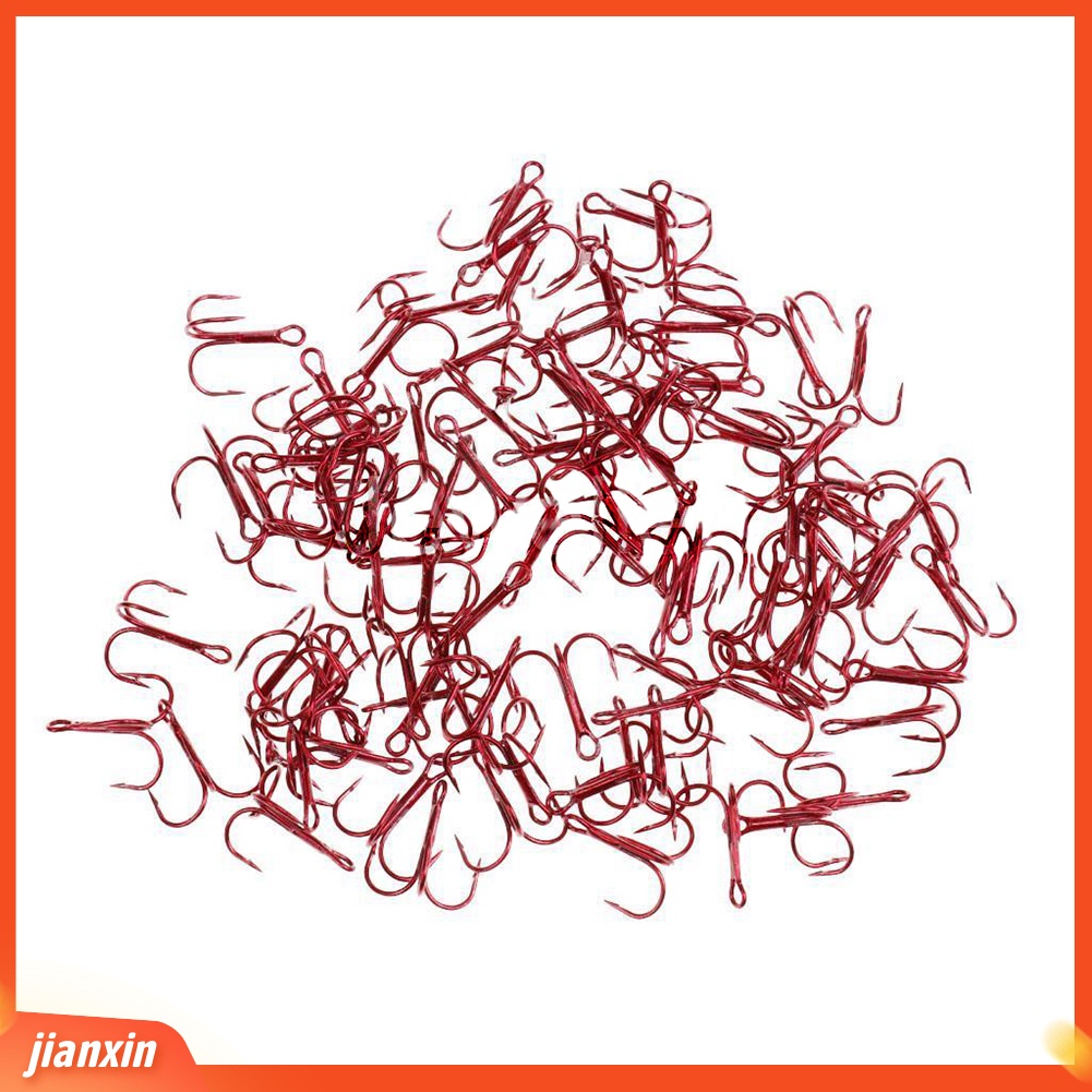 (In Stock) 100Pcs Kait Treble Memancing Baja Karbon Umpan Holder Fishhooks2 /4 /6 /8 /10#