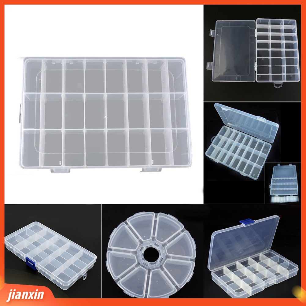 (In Stock) 24/15/8 Kompartemen Kotak Penyimpanan Manik Pancing Perhiasan Plastik Yang Dapat Dilepas