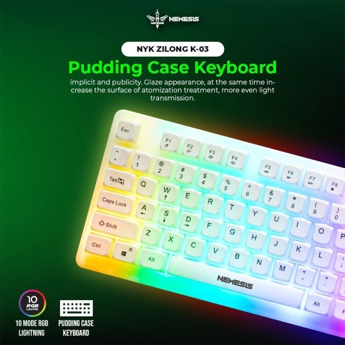 Keyboard Membrane Pudding Case Full RGB NYK Nemesis ZILONG K-03