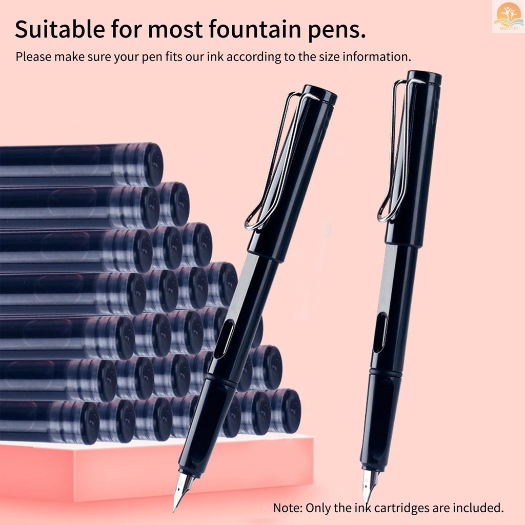 In Stock 50buah Cartridge Tinta Fountain Pen Cartridge Isi Ulang Tinta Warna Merah Dengan Diameter Lubang 3.4 mm Untuk Perlengkapan Alat Tulis Tulis Tulis Siswa Sekolah Kantor