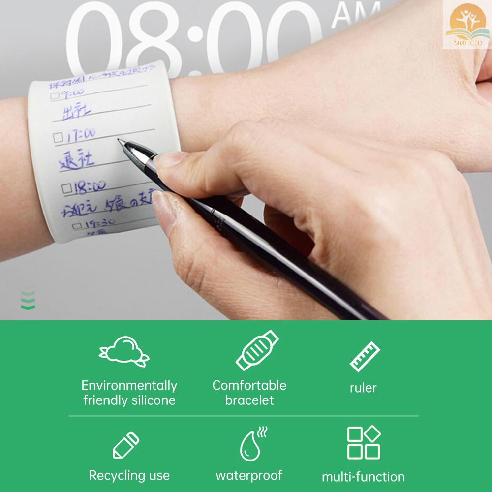 In Stock Wearable Notepad Silicone Memo Wrist Band Reminder Bracelet Tahan Air to Do List Stap Dan Penggaris Dihapus Dengan Pena Berbasis Minyak Hadiah Untuk Perawat Dokter Hewan Techs Perawatan Kesehatan Belajar