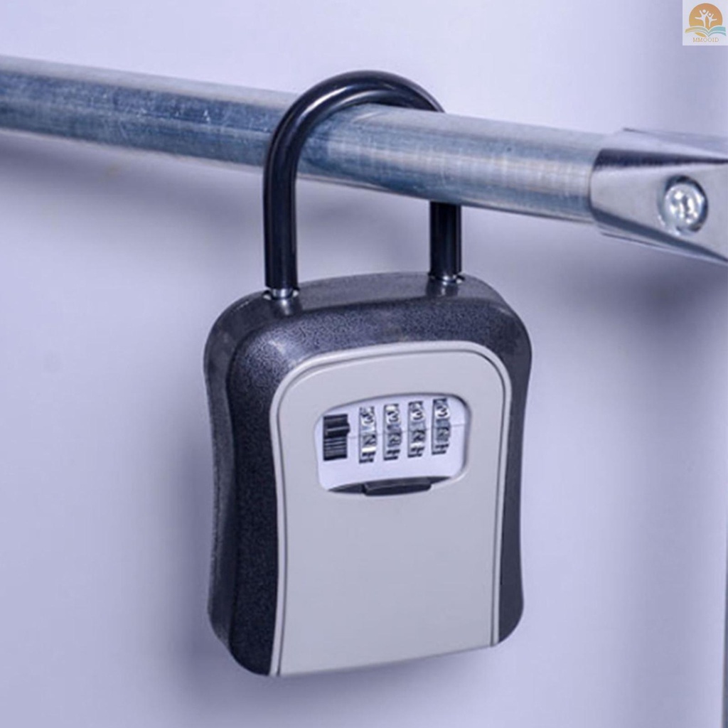 In Stock Kotak Kunci Penyimpanan Dengan Penutup Debu Paduan Aluminium Kombinasi 4 Digit Padlock Case Lockbox Key Safe Box Portable Storage for House Key ID Card U Disk