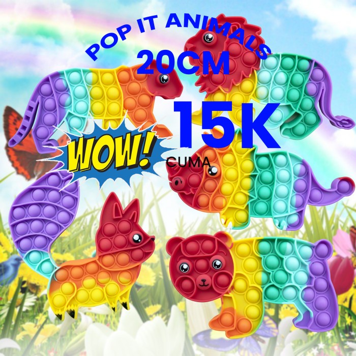 Mainan Anak Pop It Jumbo 20cm Fidget Push Pop Its Viral - Beruang