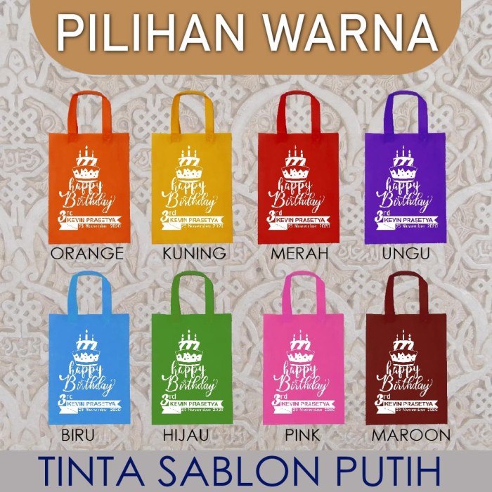 Goodie bag ulang tahun sablon Tas ulang tahun sablon