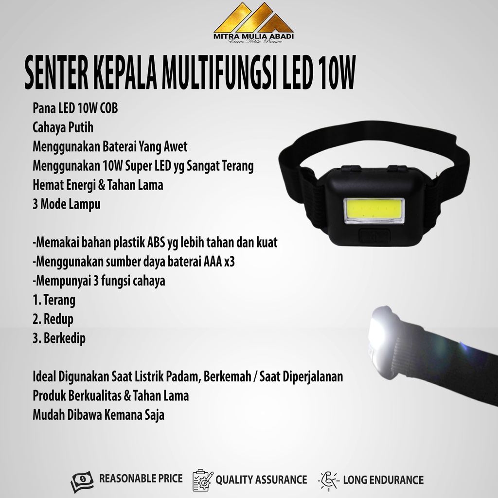 SENTER KEPALA MULTIFUNGSI LED 10W - LAMPU PENERANG  SERBAGUNA