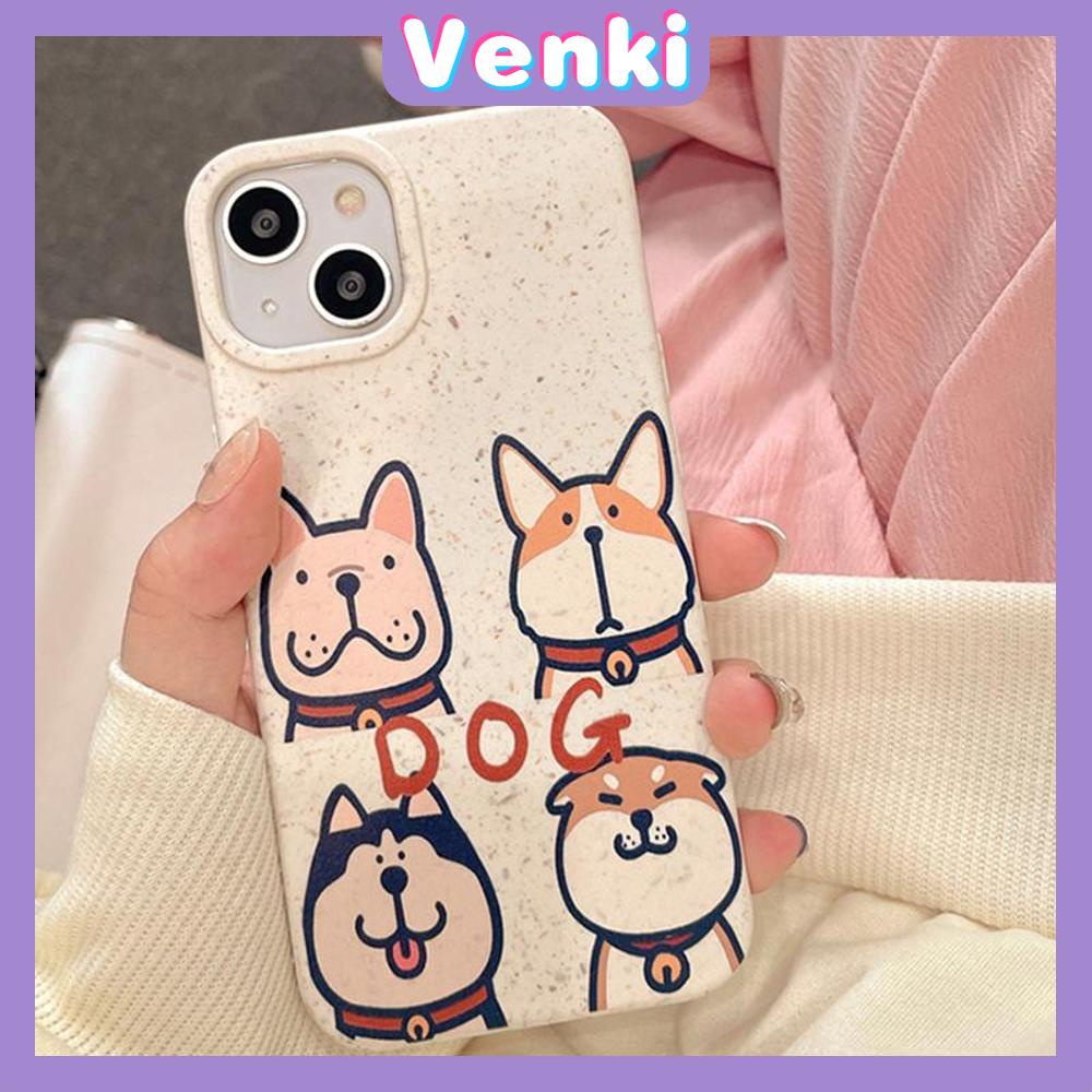 Venki - Untuk iPhone 11 Case Ramah Lingkungan Degradable Case Halus Pelindung Gandum Case Lucu Empat Anak Anjing Kompatibel dengan iPhone 14 Pro max 13 Pro max 12 Pro Max 11 xr xs max 7 8 Plus