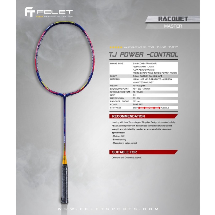 RAKET BADMINTON FELET TJ POWER POWER SPEED CONTROL ORIGINAL