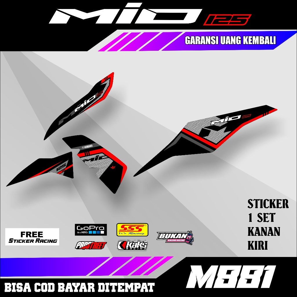 MASS striping-  Sticker Striping motor Variasi List  aksesories Yamaha Mio M3 Mio Z Mio 125 Keren Te