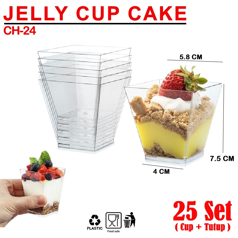 Jelly Cup + Tutup / Gelas Cup Puding Ch 24 Jelly Cup