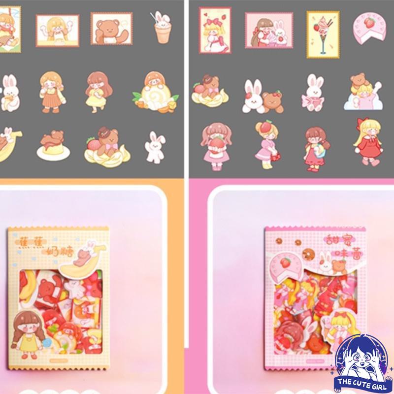 1 SET ISI 45 PCS STICKER AESTHETIC BERBAGAI MACAM MOTIF LUCU IMUT - Stazionario