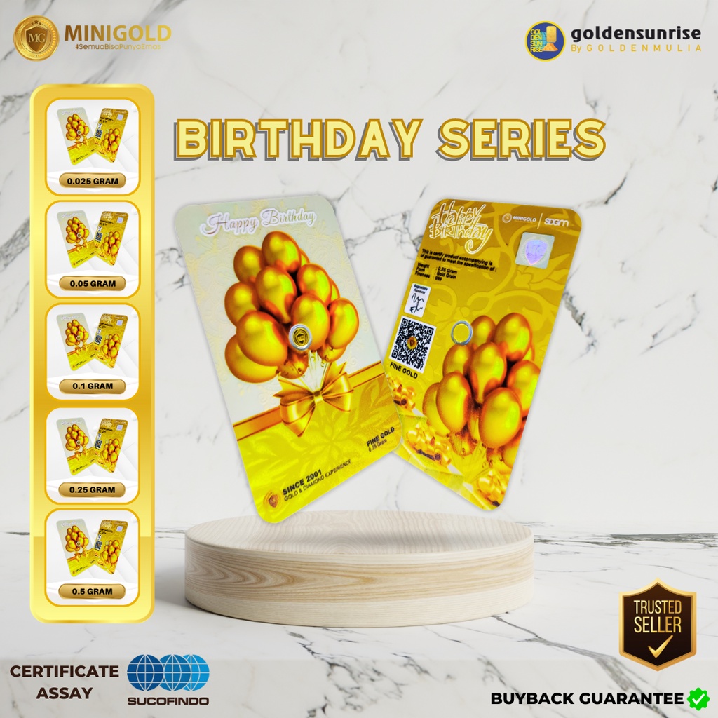 Golden Sunrise MINI GOLD Gift Series Birthday 0.025 gr 0.05 gr 0.1 gr