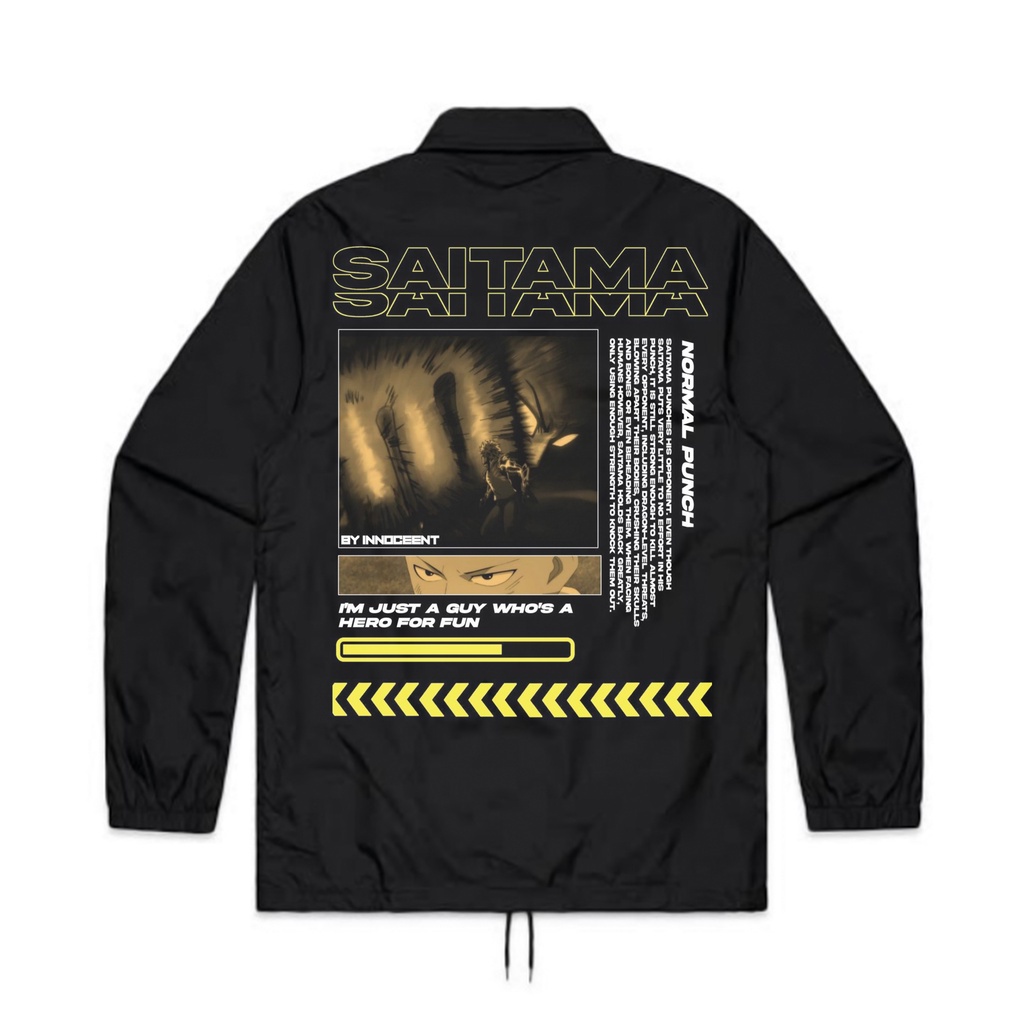 JAKET COACH ANIME ONE PUNCH MAN - SAITAMA | COACH JAKET JAPAN MANGA | WINDBREAKERS HITAM PRIA