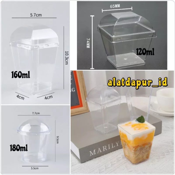 10pcs puding jelly cup + tutup gelas cangkir puding kotak dessert cup