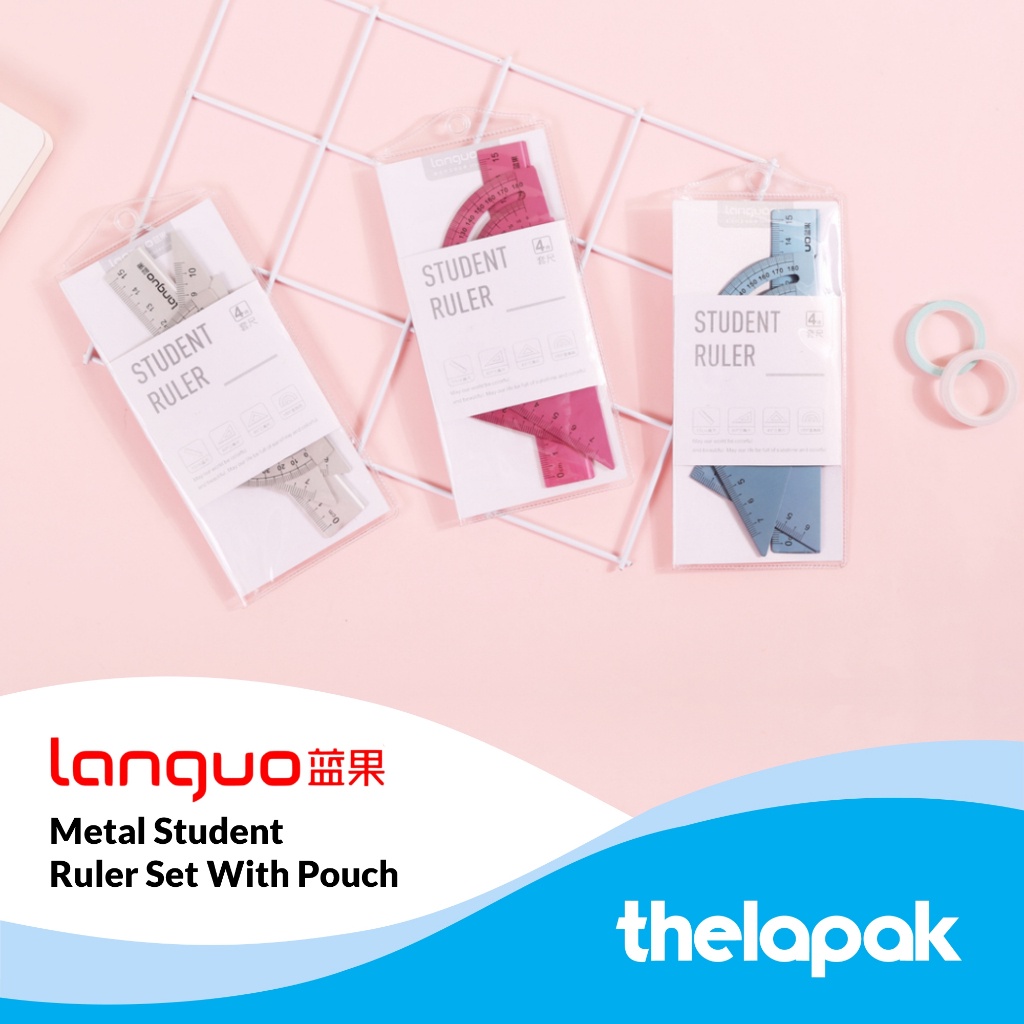 

Set 4pcs Penggaris Languo Metal Student Ruler Set with Pouch