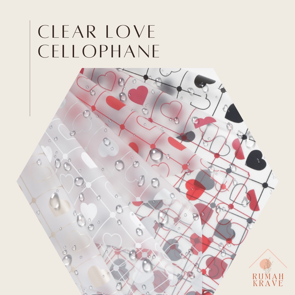 

RUMAH KRAVE - Clear Love Cellophane Kertas Buket Bunga Kado Transparan
